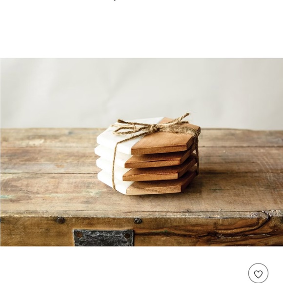 Marble and Wood Coasters Hexagon Set of 4 NWT - Picture 13 of 13